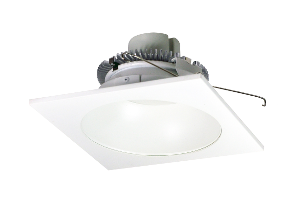Nora Lighting NLCBC2-653CDMPW/A 6" Cobalt Click LED Retrofit, Square Reflector with Round Aperture, 750lm / 10W, Comfort Dim, Matte Powder White Reflector / Matte Powder White Flange