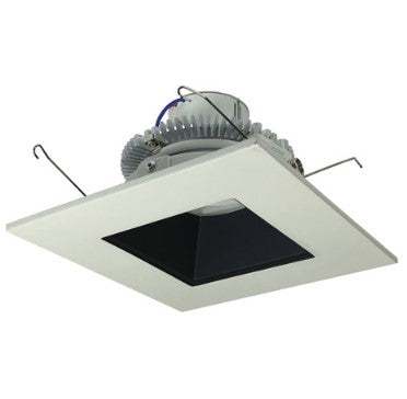 Nora Lighting NLCBC2-65627BW/ALE4 6 Inch Cobalt Click LED Retrofit, Square Reflector, 750lm / 10W, 2700K, Black Reflector / White Flange, 120V-277V input; Triac / ELV / 0-10V dimming