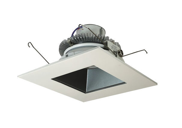 Nora Lighting NLCBC2-65630PW/ALE4 6" Cobalt Click LED Retrofit, Square Reflector, 750lm / 10W, 3000K, Pewter Reflector / White Flange, 120V-277V input; Triac / ELV / 0-10V dimming