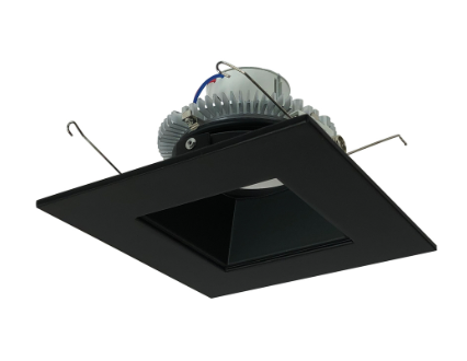 Nora Lighting NLCBC2-65635BB/10LE4 6" Cobalt Click LED Retrofit, Square Reflector, 1000lm / 12W, 3500K, 120V-277V input; Triac / ELV / 0-10V dimming, Black Reflector / Black Flange