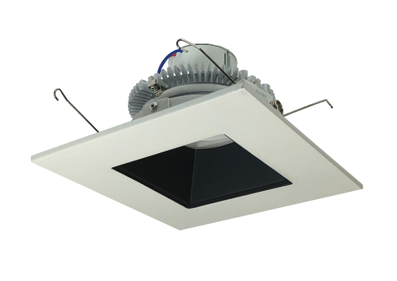 Nora Lighting NLCBC2-65635BW/10LE4 6" Cobalt Click LED Retrofit, Square Reflector, 1000lm / 12W, 3500K, Black Reflector / White Flange, 120V-277V input; Triac / ELV / 0-10V dimming