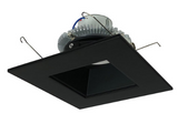 Nora Lighting NLCBC2-65640BB/10LE4 6" Cobalt Click LED Retrofit, Square Reflector, 1000lm / 12W, 4000K Color Temperature, Black Reflector / Black Flange Finish, 120V-277V input Triac / ELV / 0-10V dimming