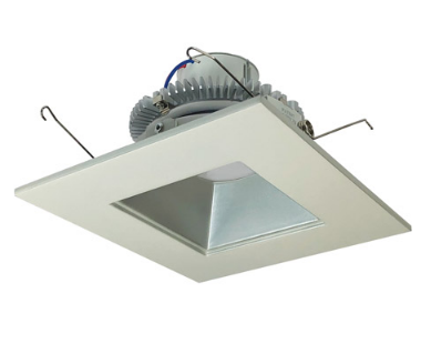 Nora Lighting NLCBC2-65640HZW/10LE4 6" Cobalt Click LED Retrofit, Square Reflector, 1000lm / 12W, 4000K Color Temperature, Haze Reflector / White Flange Finish, 120V-277V input Triac / ELV / 0-10V dimming