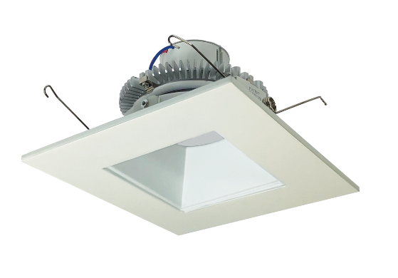 Nora Lighting NLCBC2-65640MPW/10LE4EM 6" Cobalt Click LED Retrofit, Square Reflector, 1000lm / 12W, 4000K, 120V-277V input; Triac / ELV / 0-10V dimming, Pre-Wired for Emergency, Matte Powder White Reflector / Matte Powder White Flange