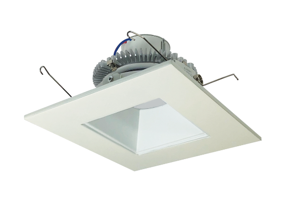 Nora Lighting NLCBC2-65640MPW/ALE4 6" Cobalt Click LED Retrofit, Square Reflector, 750lm / 10W, 4000K, 120V-277V input; Triac / ELV / 0-10V dimming, Matte Powder White Reflector / Matte Powder White Flange