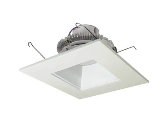 Nora Lighting NLCBC2-65640WW/10LE4 6" Cobalt Click LED Retrofit, Square Reflector, 1000lm / 12W, 4000K, 120V-277V input; Triac / ELV / 0-10V dimming, White Reflector / White Flange