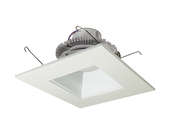 Nora Lighting NLCBC2-65640WW/A 6" Cobalt Click LED Retrofit, Square Reflector, 750lm / 10W, 4000K, White Reflector / White Flange