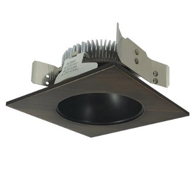 Nora Lighting NLCBS-4538540BZ 4 Inch Cobalt Shallow High Lumen LED Trim, Square/Round Reflector, 850lm, 4000K, Bronze