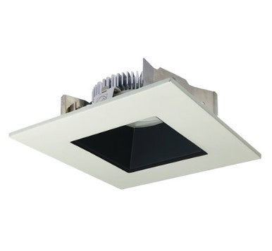 Nora Lighting NLCBS-4561230BW 4 Inch Cobalt Shallow High Lumen LED Trim, Square/Square Regress, 1200lm, 3000K, Black/White