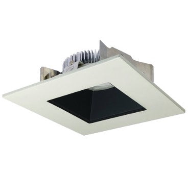 Nora Lighting NLCBS-4561235BW 4 Inch Cobalt Shallow High Lumen LED Trim, Square/Square Regress, 1200lm, 3500K, Black/White