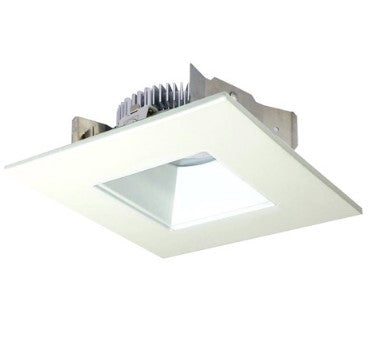 Nora Lighting NLCBS-4561235MPW 4 Inch Cobalt Shallow High Lumen LED Trim, Square/Square Regress, 1200lm, 3500K, Matte Powder White