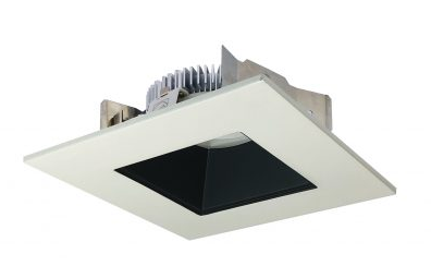 Nora Lighting NLCBS-4568535BW 4" Cobalt Shallow Square Reflector With Square Aperture, 850lm, 3500K Color Temperature, Black / White Finish