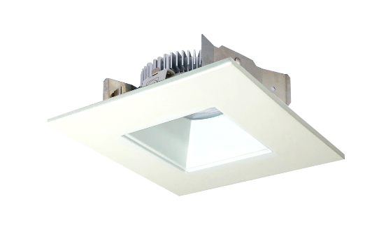 Nora Lighting NLCBS-4568540MPW 4" Cobalt Shallow High Lumen LED Trim, Square/Square Regress, 850lm, Color Temperature 4000K, Matte Powder White Finish