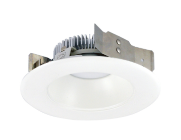 Nora Lighting NLCBS-4W511227MPW 4" Cobalt Shallow High Lumen LED Trim, Round Reflector, lumens 1200lm, Color Temperature 2700K, Matte Powder White Finish