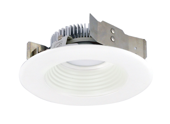 Nora Lighting NLCBS-4W521227MPW 4" Cobalt Shallow High Lumen LED Trim, Round Baffle, lumens 1200lm, Color temperature 2700K, Matte Powder White Finish