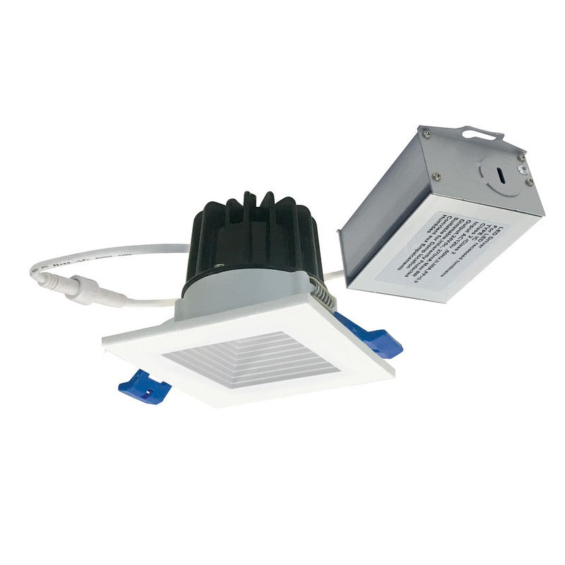 Nora Lighting NM2-2SB6027MPW 8W 2 inch M2 LED Mini Recessed Downlight Square Baffle 600lm 2700K 90+CRI 120V Matte Powder White Finish