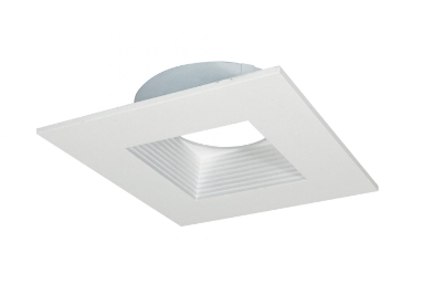 Nora Lighting NM4-SDTMPW 4" Square Baffle Downlight Trim, Matte Powder White Finish