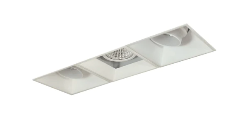 Nora Lighting NMIOTL-13-NF-AAF-50X-10-MPW Iolite MLS 3-Head Trimless Reflector Kit, Color Temperature 5000K, Lumens 1000lm, Matte Powder White Adj. Snoot/Fixed Downlt. Trims