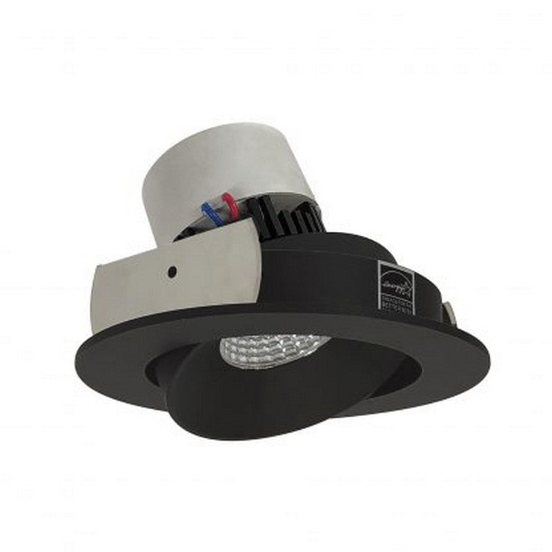 Nora Lighting NPR-4RC35XBB 12W 4 Inch Pearl LED Round Adjustable Cone Retrofit 1000lm 3500K 120V Triac /ELV Dimming Black Reflector / Black Flange Finish