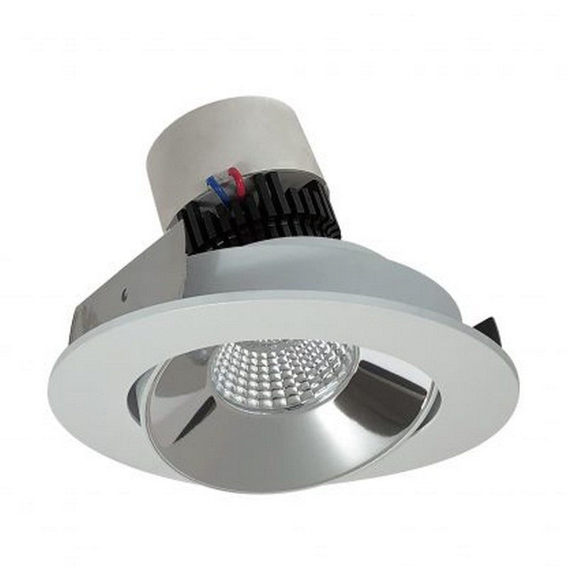 Nora Lighting NPR-4RC27XCMPW 12W 4 Inch Pearl LED Round Adjustable Cone Retrofit 1000lm 2700K 120V Triac /ELV Dimming Specular Clear Reflector / Matte Powder White Flange Finish
