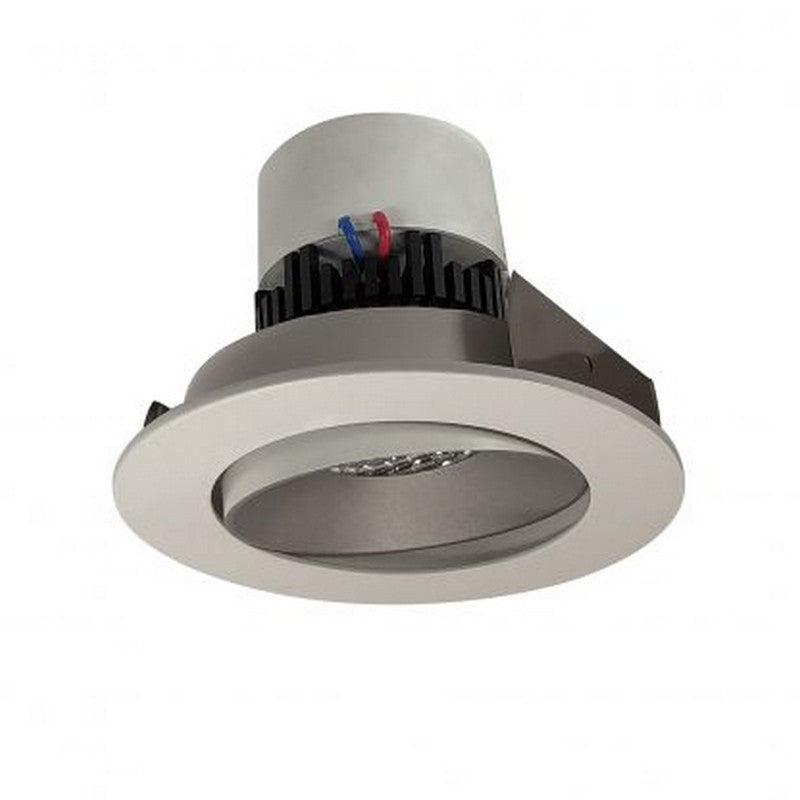Nora Lighting NPR-4RC27XHW 12W 4 Inch Pearl LED Round Adjustable Cone Retrofit 1000lm 2700K 120V Triac /ELV Dimming Haze Reflector / White Flange Finish