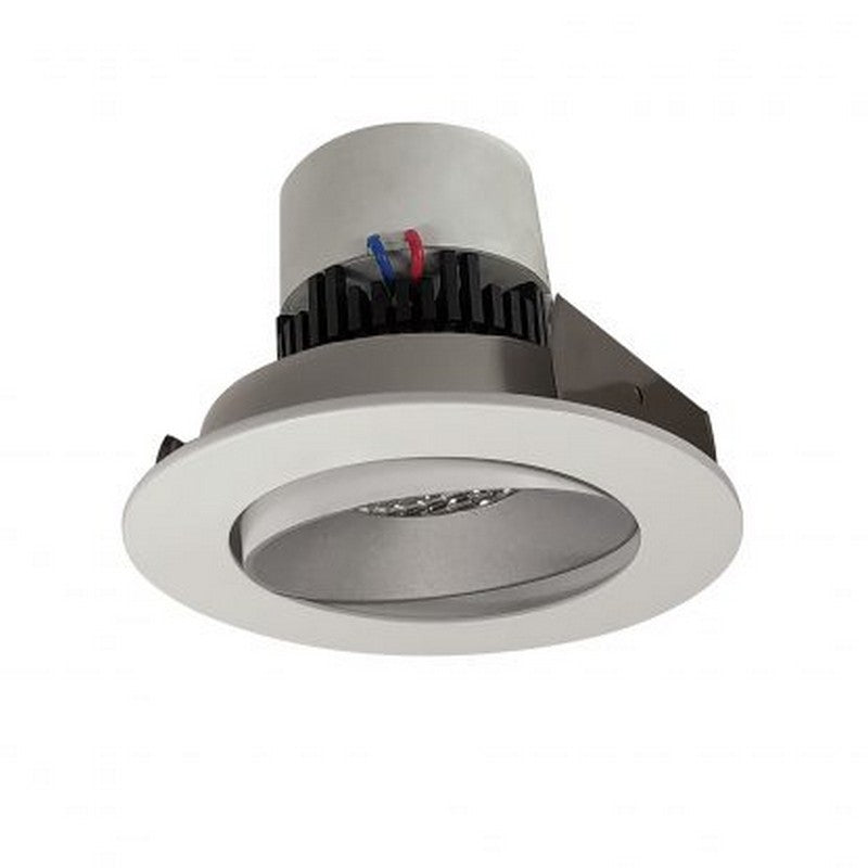 Nora Lighting NPR-4RC30XHZMPW 12W 4 Inch Pearl LED Round Adjustable Cone Retrofit 1000lm 3000K 120V Triac /ELV Dimming Haze Reflector / Matte Powder White Flange Finish