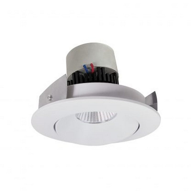 Nora Lighting NPR-4RC35XMPW 12W 4 Inch Pearl LED Round Adjustable Cone Retrofit 1000lm 3500K 120V Triac /ELV Dimming Matte Powder White Reflector / Matte Powder White Flange Finish