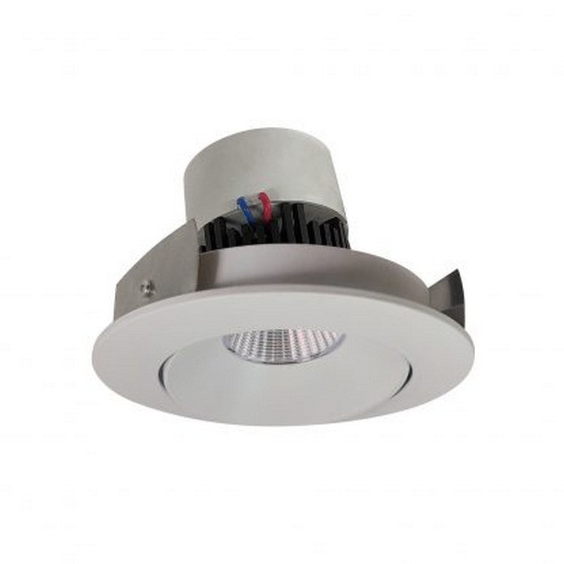 Nora Lighting NPR-4RC35XWW 12W 4 Inch Pearl LED Round Adjustable Cone Retrofit 1000lm 3500K 120V Triac /ELV Dimming White Reflector / White Flange Finish