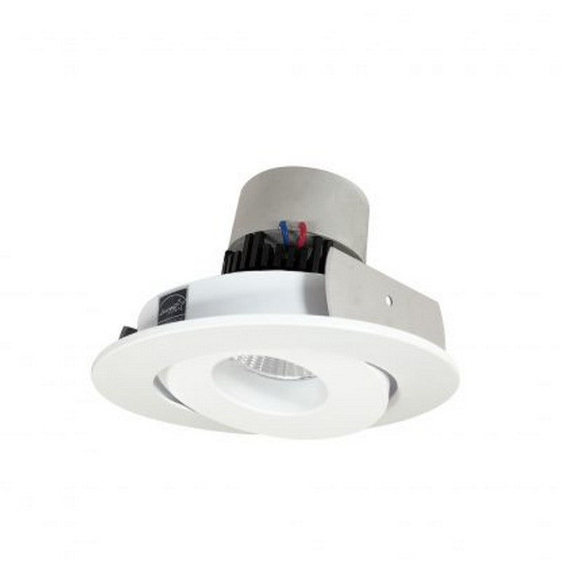 Nora Lighting NPR-4RGCDXMPW 12W 4 Inch Pearl LED Round Adjustable Gimbal Retrofit 800lm Comfort Dim 120V Triac/ELV Dimming Matte Powder White Finish