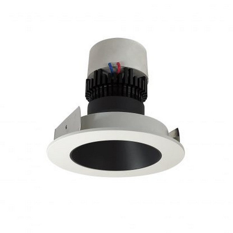 Nora Lighting NPR-4RNDC30XBW 12W 4 Inch Pearl LED Round Retrofit Reflector with Round Aperture 1000lm 3000K 120V Triac /ELV Dimming Black Reflector / White Flange Finish