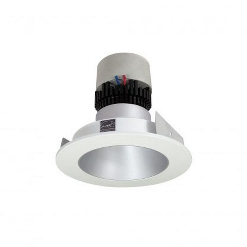Nora Lighting NPR-4RNDCCDXHW 12W 4 Inch Pearl LED Round Retrofit Reflector with Round Aperture 800lm Comfort Dim 120V Triac /ELV Dimming Haze Reflector / White Flange Finish