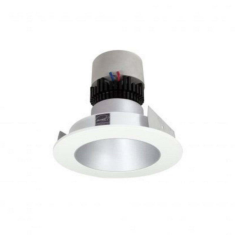 Nora Lighting NPR-4RNDC30XHZMPW 12W 4 Inch Pearl LED Round Retrofit Reflector with Round Aperture 1000lm 3000K 120V Triac /ELV Dimming Haze Reflector / Matte Powder White Flange Finish