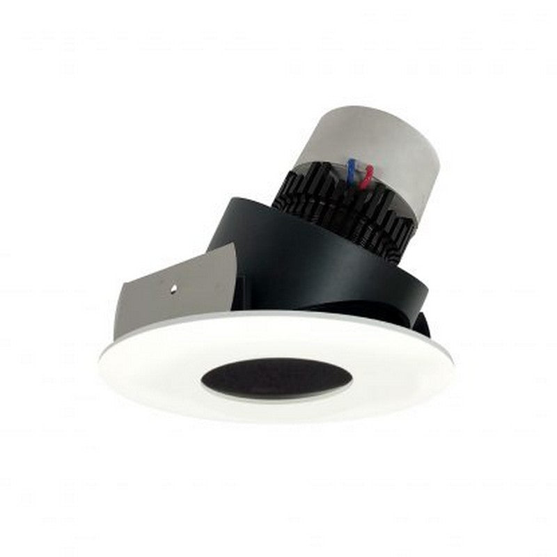 Nora Lighting NPR-4RPHA27XBMPW 12W 4 Inch Pearl LED Round Adjustable Pinhole Retrofit 1000lm 2700K 120V Triac /ELV Dimming Black Pinhole / Matte Powder White Flange Finish