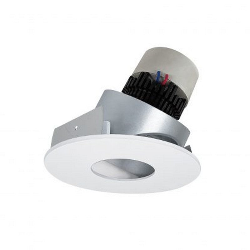 Nora Lighting NPR-4RPHA27XHZMPW 12W 4 Inch Pearl LED Round Adjustable Pinhole Retrofit 1000lm 2700K 120V Triac /ELV Dimming Haze Pinhole / Matte Powder White Flange Finish