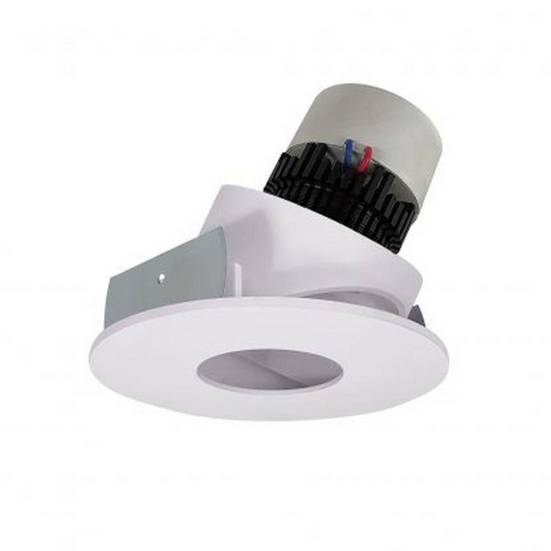 Nora Lighting NPR-4RPHA30XWW 12W 4 Inch Pearl LED Round Adjustable Pinhole Retrofit 1000lm 3000K 120V Triac /ELV Dimming White Pinhole / White Flange Finish