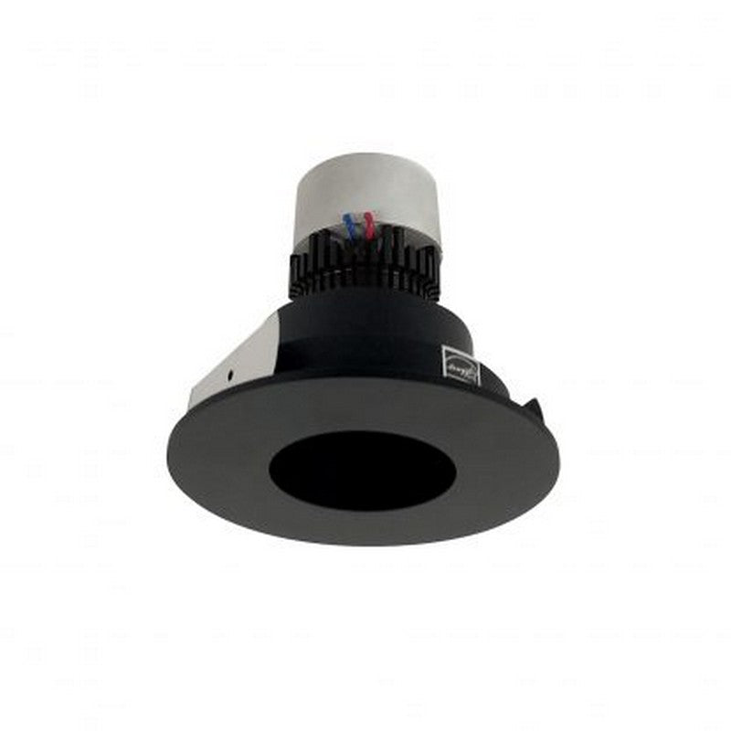 Nora Lighting NPR-4RPH30XBB 12W 4 Inch Pearl LED Round Fixed Pinhole Retrofit 1000lm 3000K 120V Triac/ELV Dimming Black Pinhole / Black Flange Finish