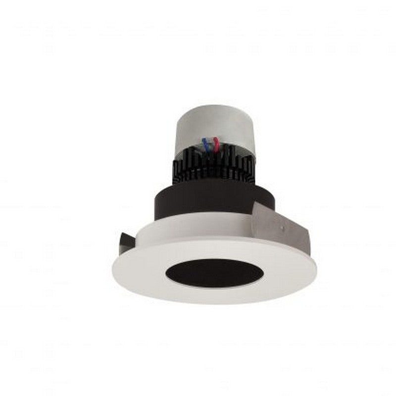 Nora Lighting NPR-4RPH35XBMPW 12W 4 Inch Pearl LED Round Fixed Pinhole Retrofit 1000lm 3500K 120V Triac/ELV Dimming Black Pinhole / Matte Powder White Flange Finish