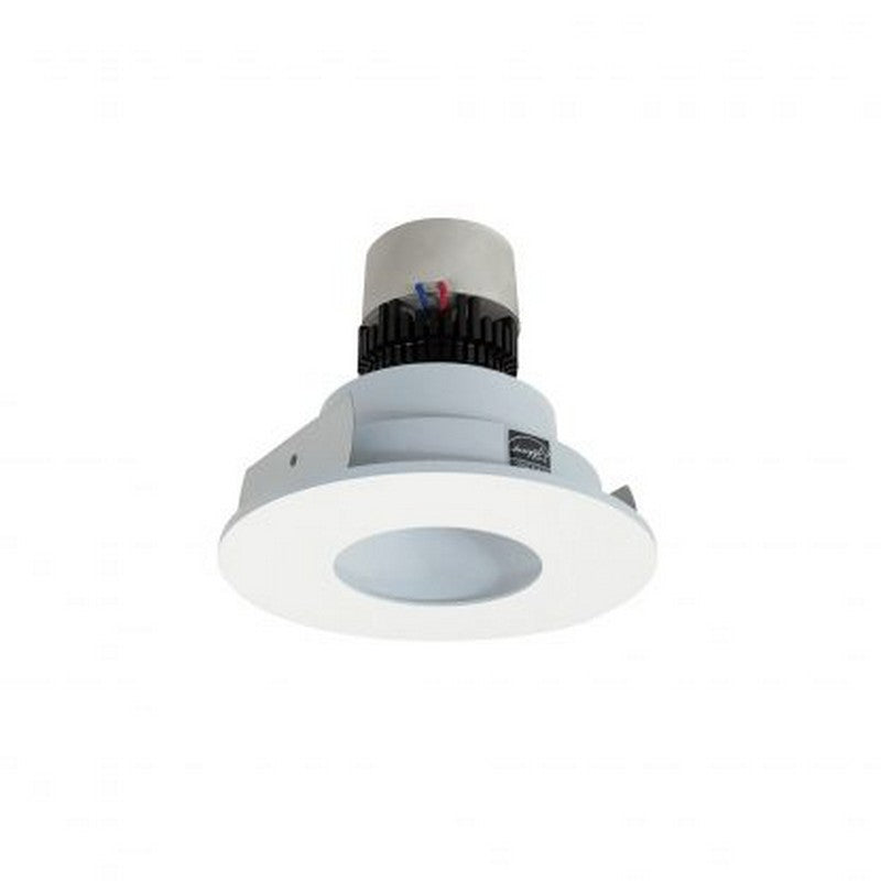 Nora Lighting NPR-4RPH27XMPW 12W 4 Inch Pearl LED Round Fixed Pinhole Retrofit 1000lm 2700K 120V Triac/ELV Dimming Matte Powder White Pinhole / Matte Powder White Flange Finish