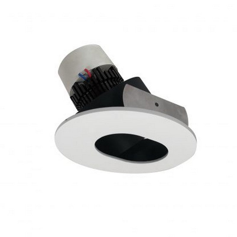 Nora Lighting NPR-4RSL35XBMPW 12W 4 Inch Pearl LED Round Adjustable Slot Aperture Retrofit 1000lm 3500K 120V Triac /ELV Dimming Black  Slot Aperture / Matte Powder White Flange Finish