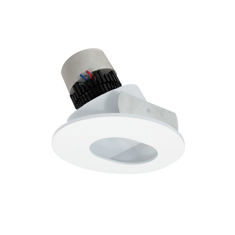 Nora Lighting NPR-4RSL40XMPW 12W 4 Inch Pearl LED Round Adjustable Slot Aperture Retrofit 1000lm 4000K 120V Triac /ELV Dimming Matte Powder White Slot Aperture / Matte Powder White Flange Finish