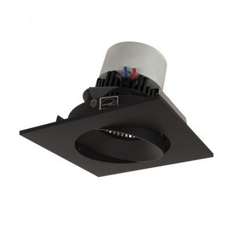 Nora Lighting NPR-4SCCDXBB 12W 4 Inch Pearl LED Square Adjustable Cone Retrofit 800lm Comfort Dim 120V Triac /ELV Dimming Black Reflector / Black Flange Finish