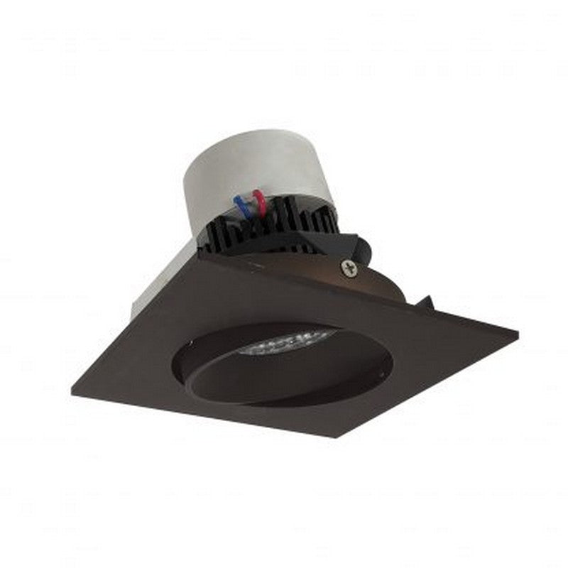 Nora Lighting NPR-4SC35XBZ 12W 4 Inch Pearl LED Square Adjustable Cone Retrofit 1000lm 3500K 120V Triac /ELV Dimming Bronze Reflector / Bronze Flange Finish