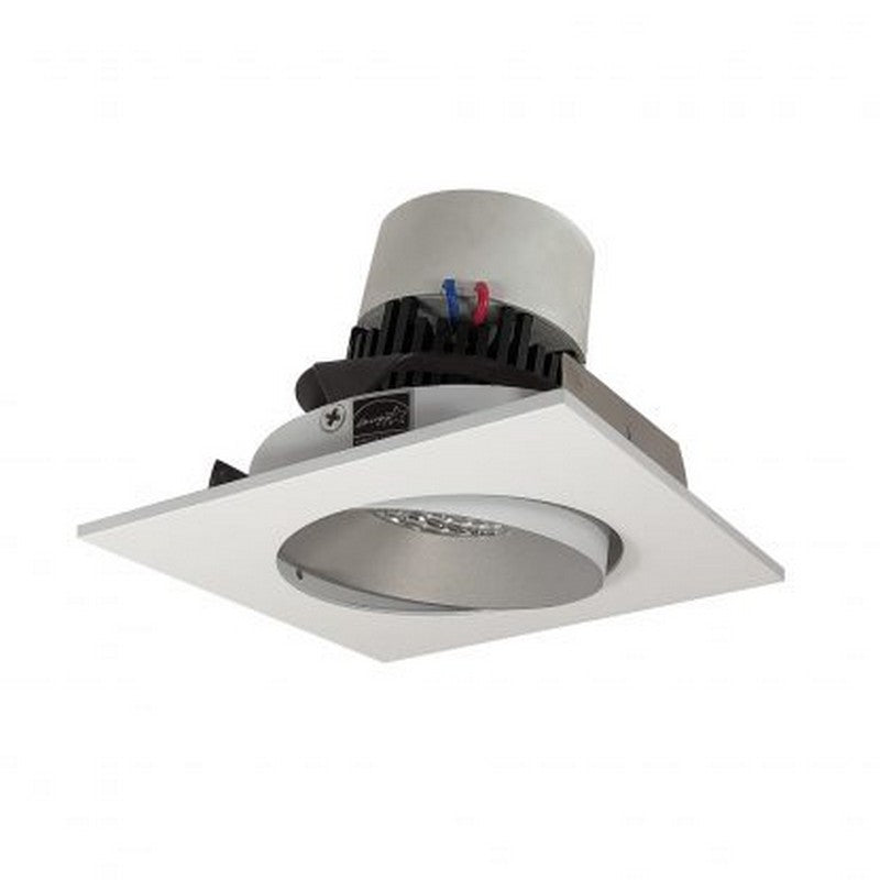 Nora Lighting NPR-4SC35XHW 12W 4 Inch Pearl LED Square Adjustable Cone Retrofit 1000lm 3500K 120V Triac /ELV Dimming Haze Reflector / White Flange Finish