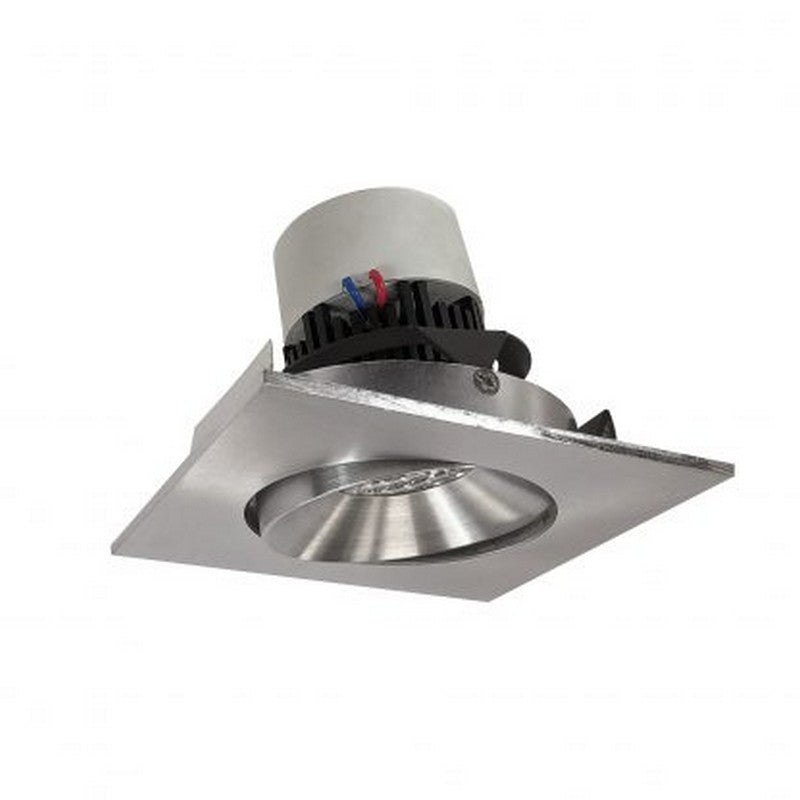 Nora Lighting NPR-4SC27XNN 12W 4 Inch Pearl LED Square Adjustable Cone Retrofit 1000lm 2700K 120V Triac /ELV Dimming Natural Metal Reflector / Natural Metal Flange Finish