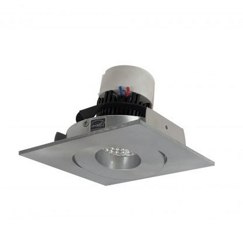 Nora Lighting NPR-4SG35XNN 12W 4 Inch Pearl LED Square Adjustable Gimbal Retrofit 1000lm 3500K 120V Triac /ELV Dimming Natural Metal Finish