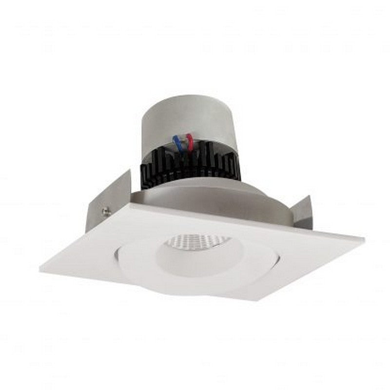 Nora Lighting NPR-4SG40XWW 12W 4 Inch Pearl LED Square Adjustable Gimbal Retrofit 1000lm 4000K 120V Triac /ELV Dimming White Finish