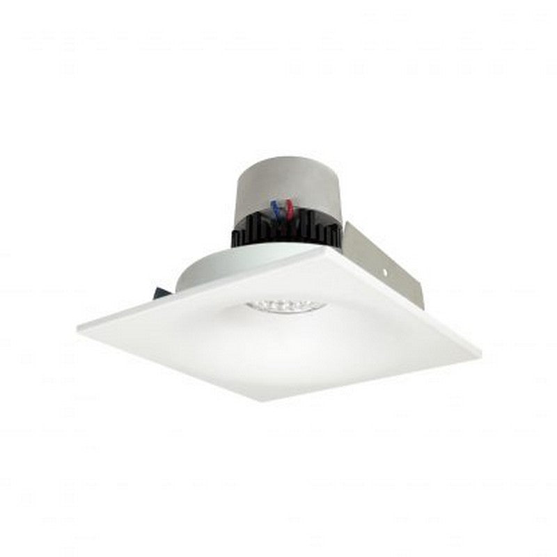 Nora Lighting NPR-4SNB40XMPW 12W 4 Inch Pearl LED Square Bullnose Retrofit 1000lm 4000K 120V Triac /ELV Dimming Matte Powder White Finish
