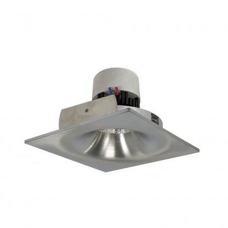 Nora Lighting NPR-4SNB27XNN 12W 4 Inch Pearl LED Square Bullnose Retrofit 1000lm 2700K 120V Triac /ELV Dimming Natural Metal Finish
