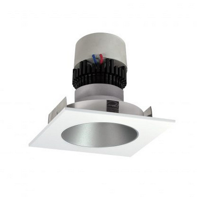 Nora Lighting NPR-4SNDC30XHZMPW 12W 4 Inch Pearl LED Square Retrofit Reflector with Round Aperture 1000lm 3000K 120V Triac /ELV Dimming Haze Reflector / Matte Powder White Flange Finish