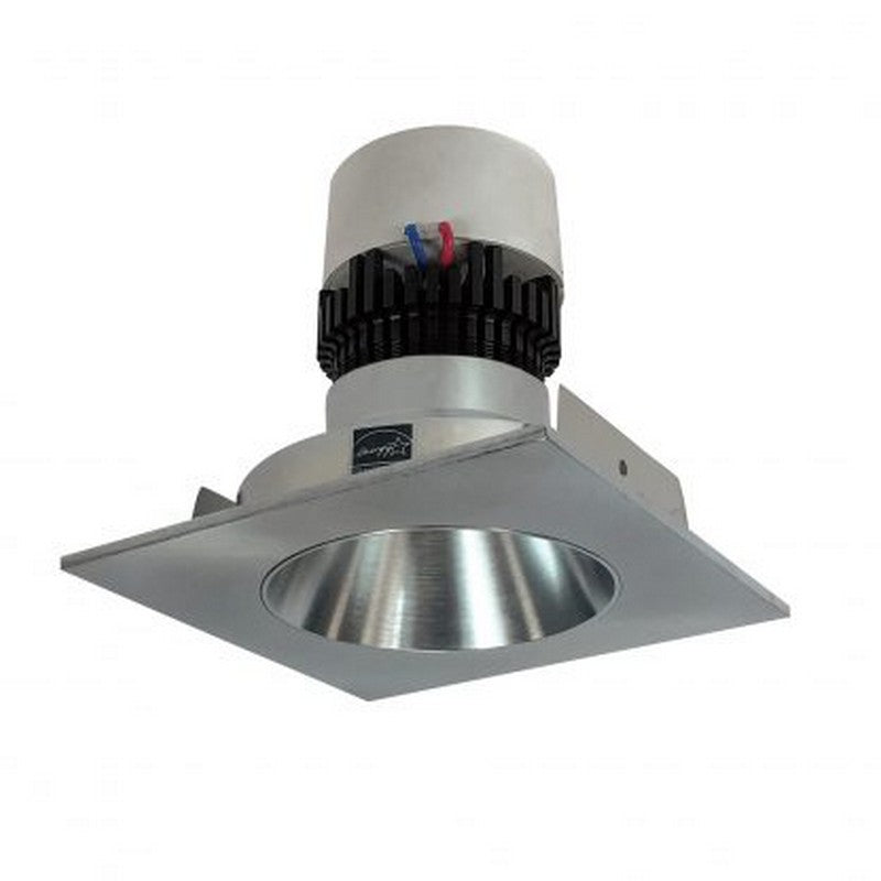 Nora Lighting NPR-4SNDC27XNN 12W 4 Inch Pearl LED Square Retrofit Reflector with Round Aperture 1000lm 2700K 120V Triac /ELV Dimming Natural Metal Reflector / Natural Metal Flange Finish